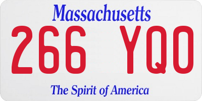 MA license plate 266YQ0