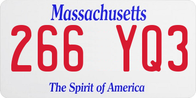 MA license plate 266YQ3