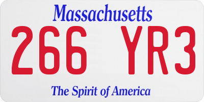MA license plate 266YR3