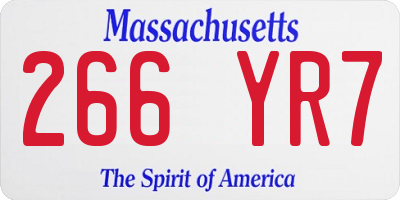 MA license plate 266YR7