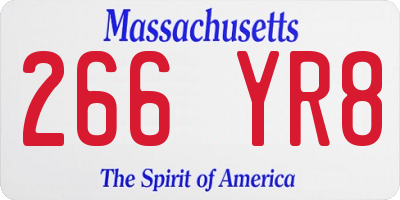MA license plate 266YR8