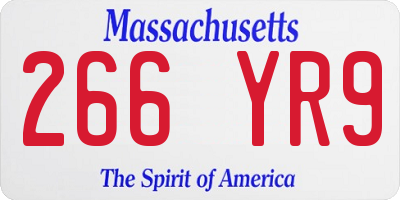 MA license plate 266YR9