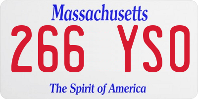 MA license plate 266YS0