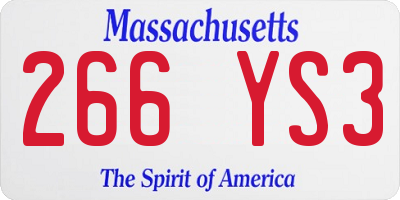 MA license plate 266YS3