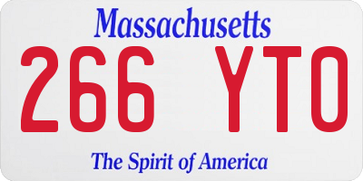 MA license plate 266YT0