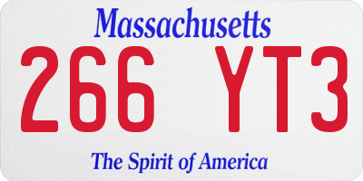 MA license plate 266YT3