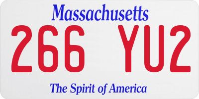 MA license plate 266YU2