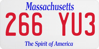 MA license plate 266YU3