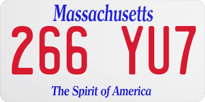 MA license plate 266YU7