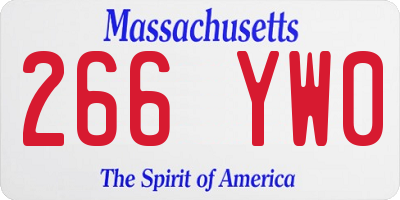 MA license plate 266YW0