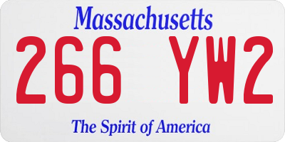 MA license plate 266YW2