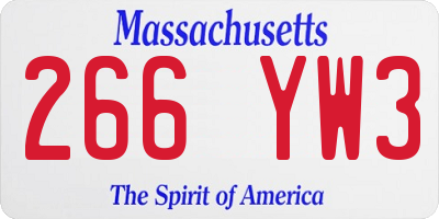 MA license plate 266YW3