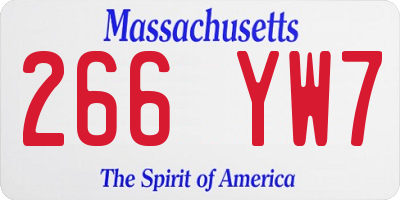 MA license plate 266YW7