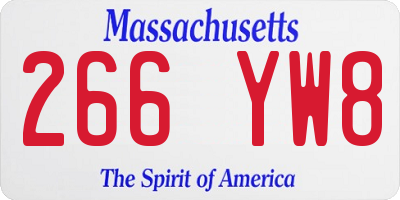 MA license plate 266YW8