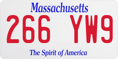 MA license plate 266YW9