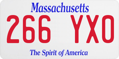 MA license plate 266YX0