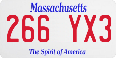MA license plate 266YX3