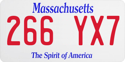 MA license plate 266YX7