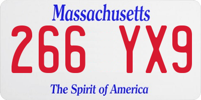 MA license plate 266YX9
