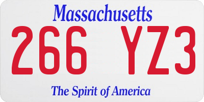 MA license plate 266YZ3