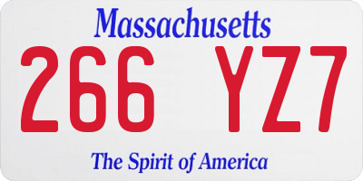 MA license plate 266YZ7