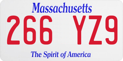 MA license plate 266YZ9