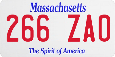 MA license plate 266ZA0