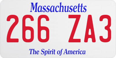 MA license plate 266ZA3