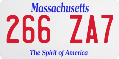 MA license plate 266ZA7