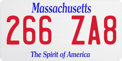 MA license plate 266ZA8
