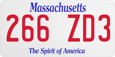 MA license plate 266ZD3