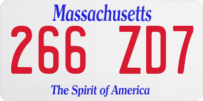 MA license plate 266ZD7