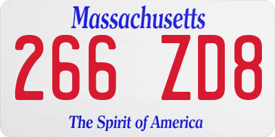 MA license plate 266ZD8