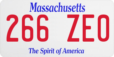 MA license plate 266ZE0