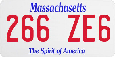MA license plate 266ZE6