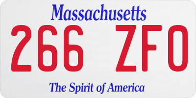 MA license plate 266ZF0