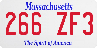 MA license plate 266ZF3