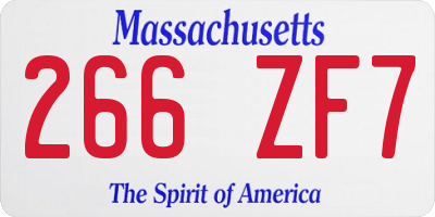 MA license plate 266ZF7