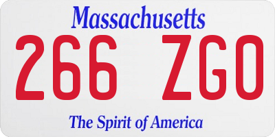 MA license plate 266ZG0