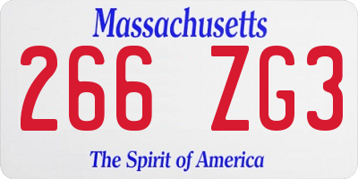 MA license plate 266ZG3