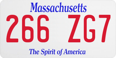 MA license plate 266ZG7