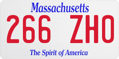 MA license plate 266ZH0