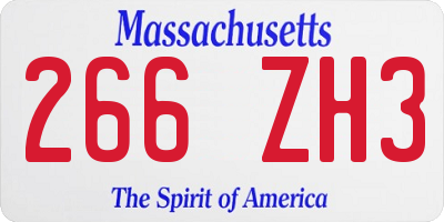 MA license plate 266ZH3