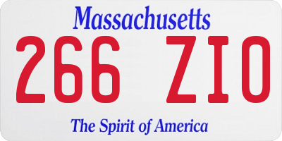 MA license plate 266ZI0