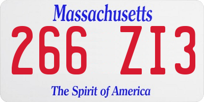 MA license plate 266ZI3