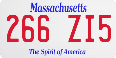 MA license plate 266ZI5