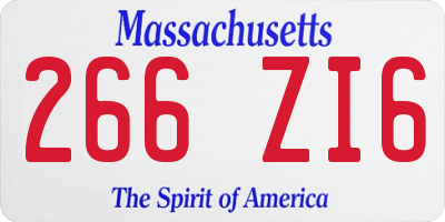 MA license plate 266ZI6