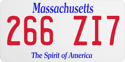 MA license plate 266ZI7