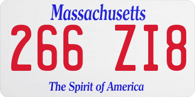 MA license plate 266ZI8