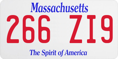 MA license plate 266ZI9